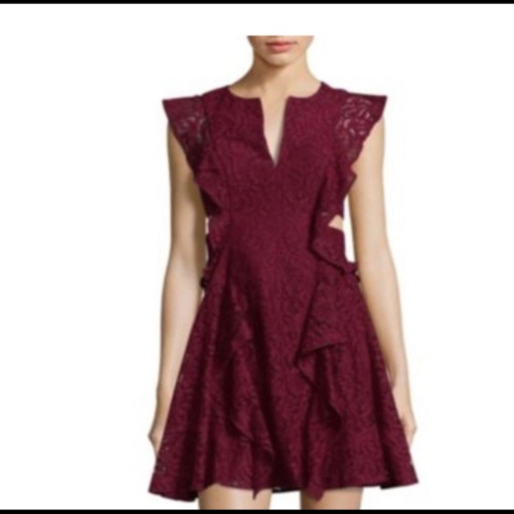 🎉HP🎉BCBGMaxazria Cranberry Lace Dress with CutOuts